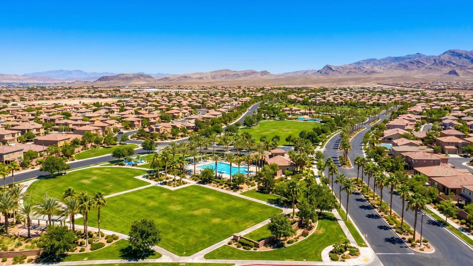 Henderson, Nevada master-planned neighborhood with mountain views and the Las Vegas valley beyond